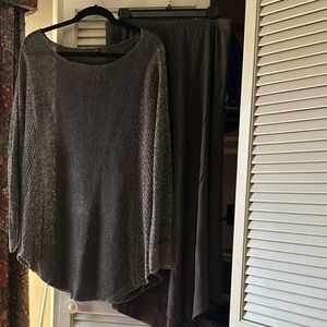 Eileen Fisher Charcoal Gray 2pc. Set size P/S hemp/linnen